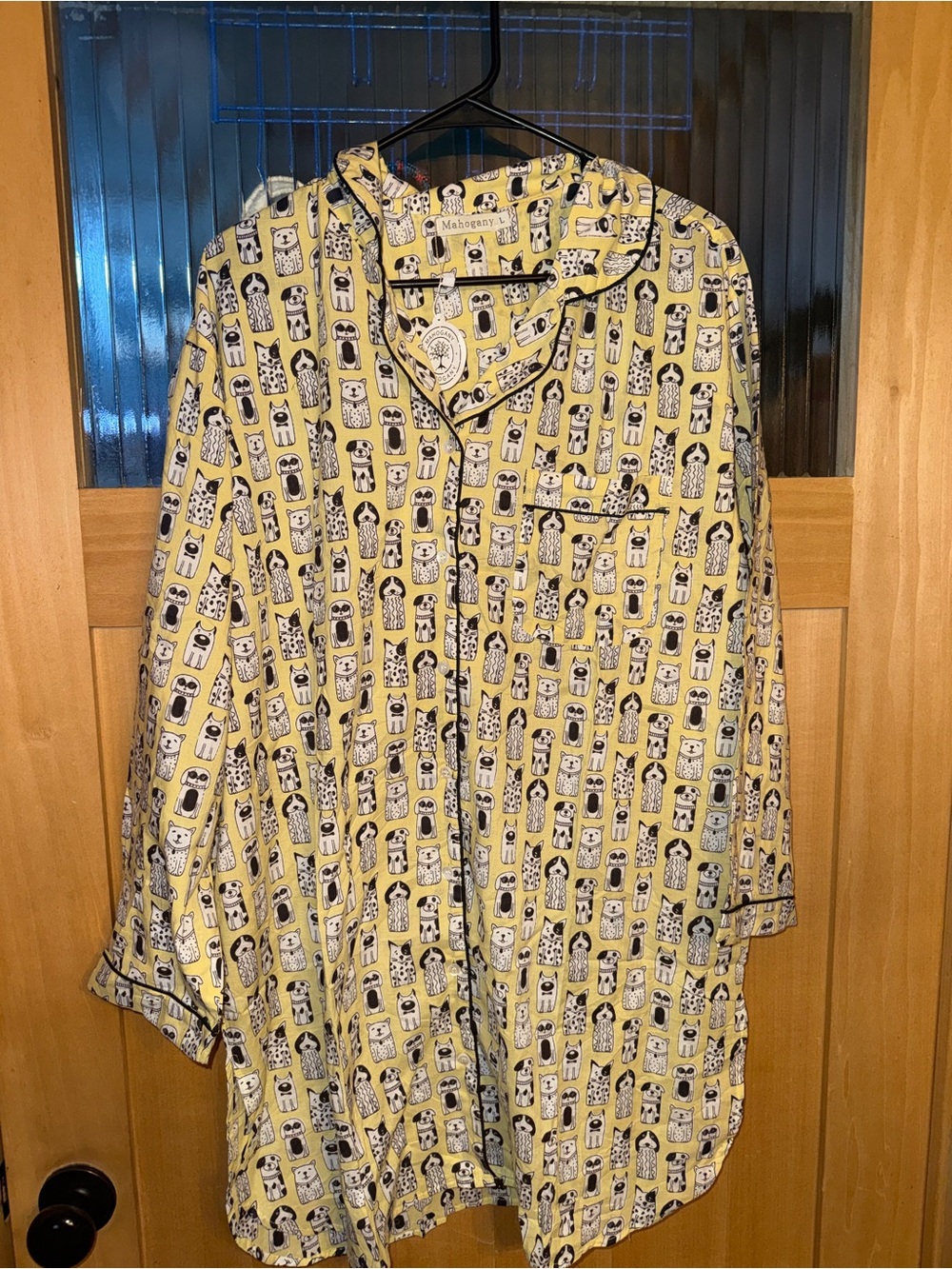 NWT Mahogany Night Gown  Long Sleeve Cotton Dog Print Lounge Sleep Women's Large